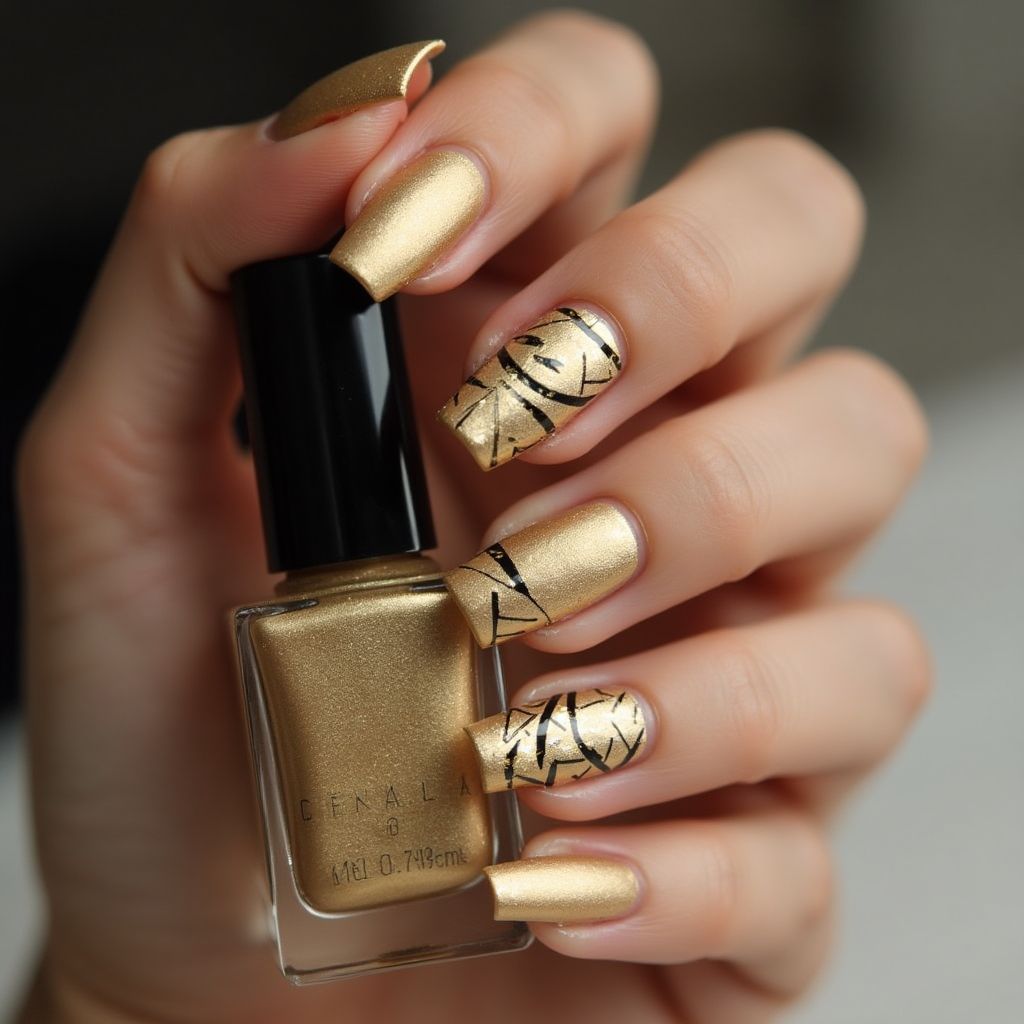 Gold Square Nail Design