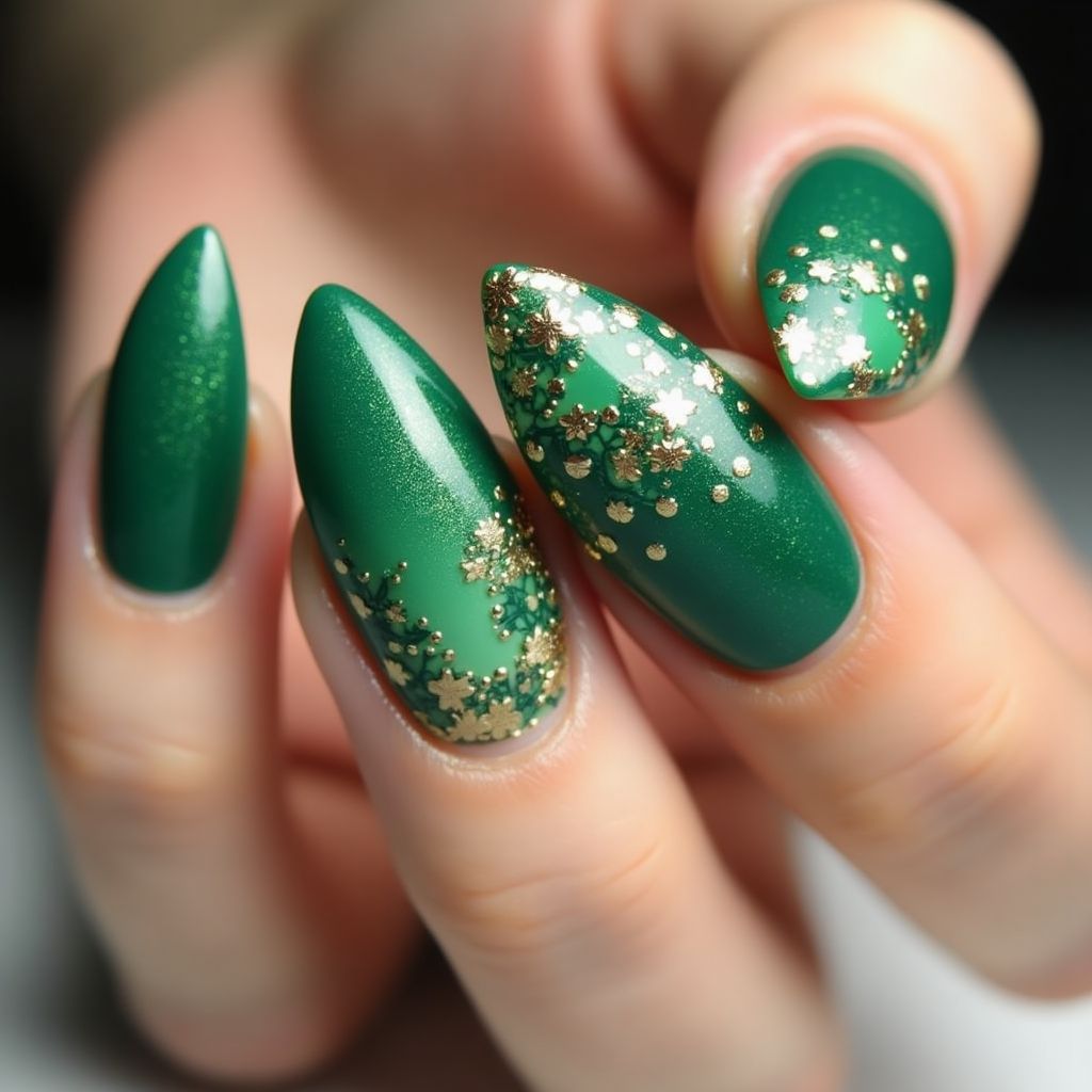 Green Stiletto Nail Design