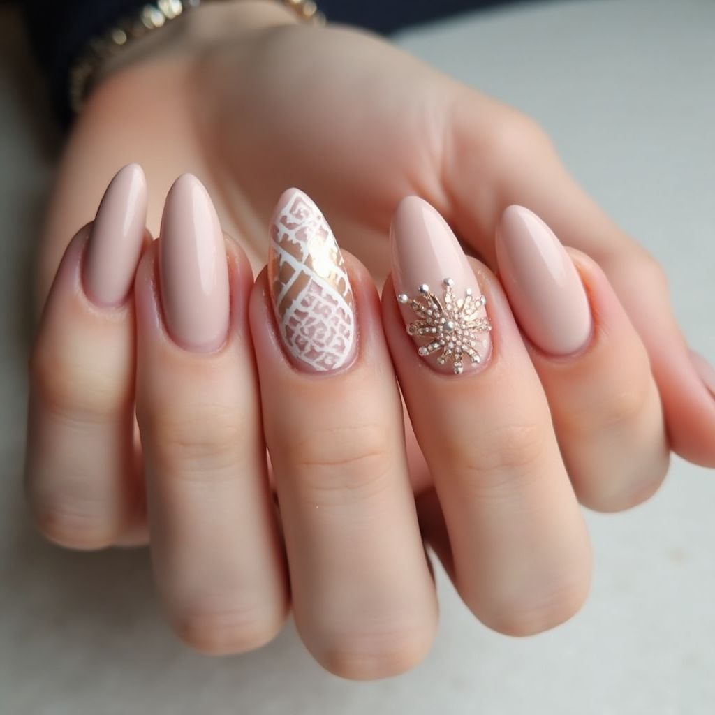 Nude Almond Nail Design