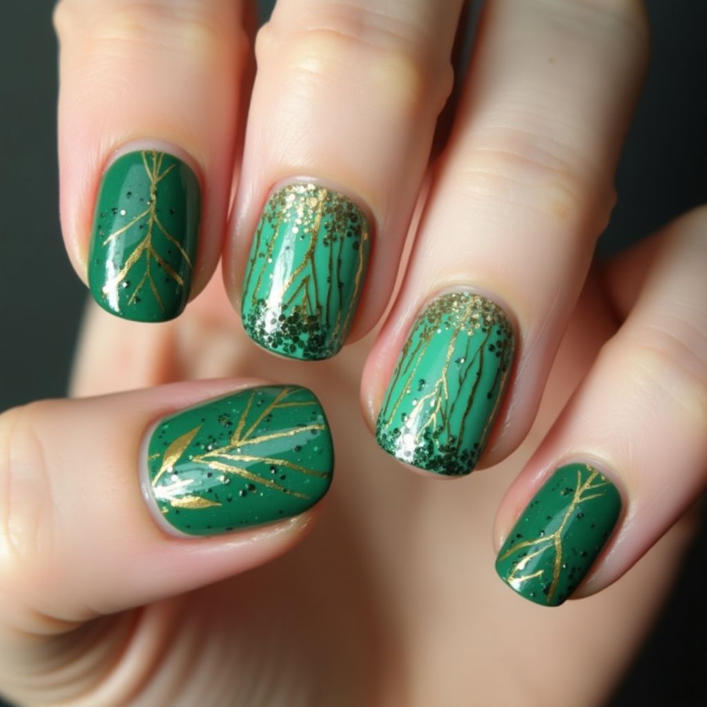 Green Round Nail Design