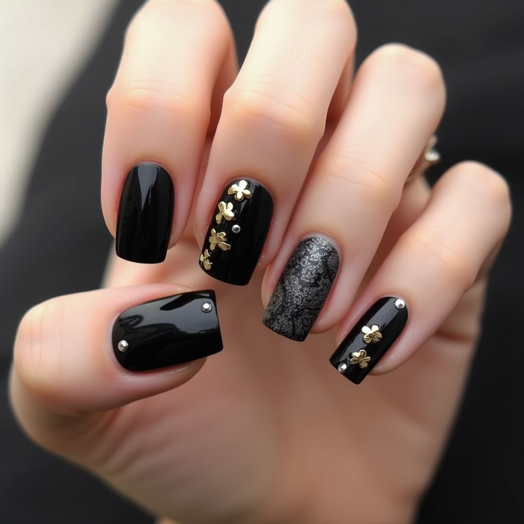 Black Square Nail Design
