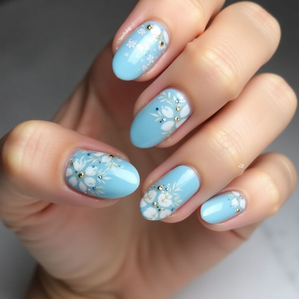 Baby Blue Almond Nail Design