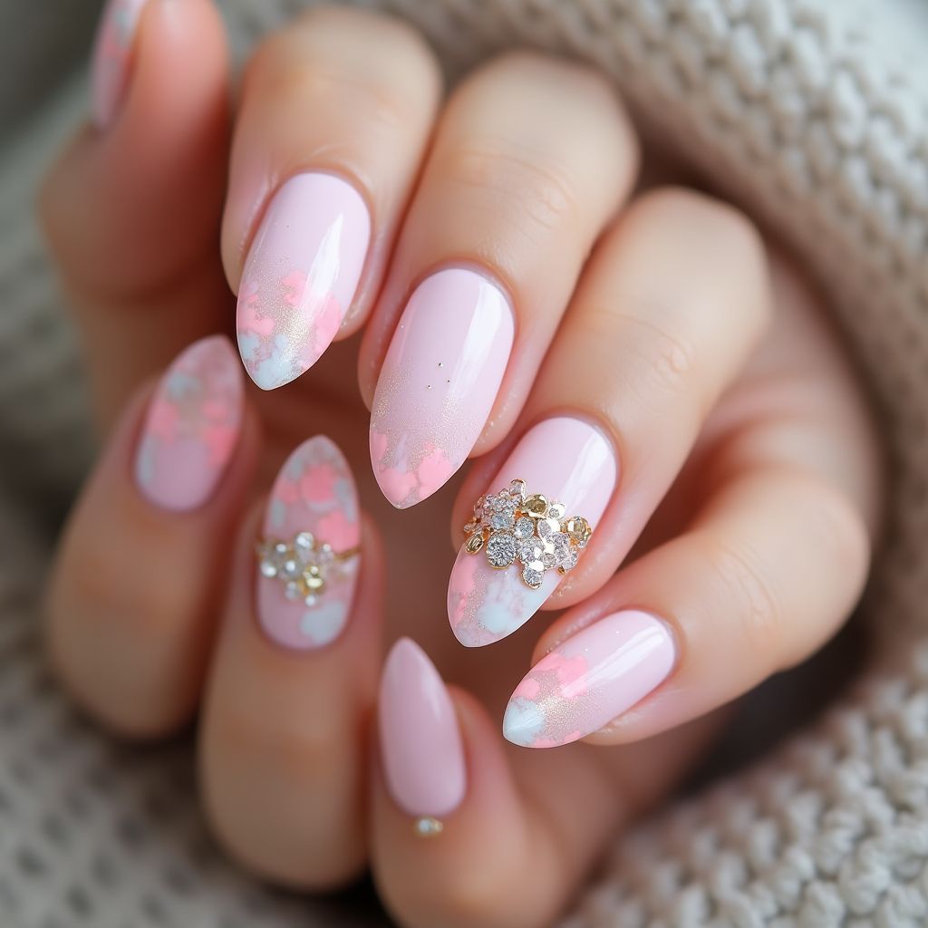 Baby Pink Stiletto Nail Design