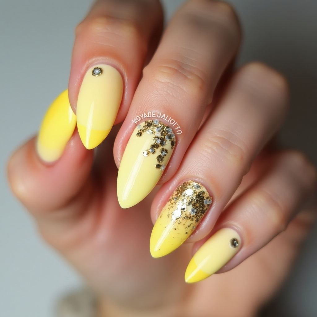 Pastel Yellow Stiletto Nail Design
