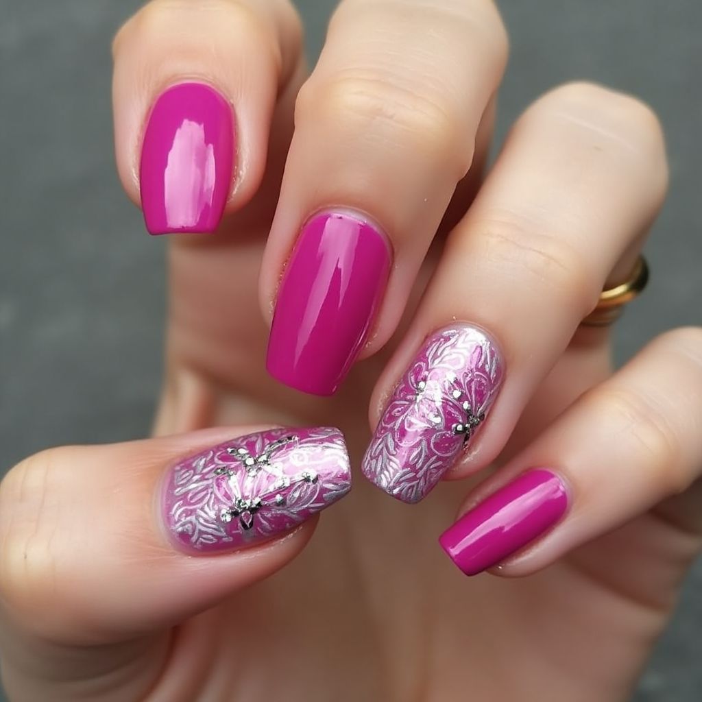 Fuchsia Stiletto Nail Design