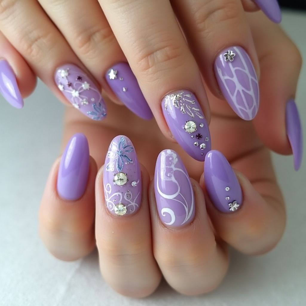 Pastel Purple Stiletto Nail Design
