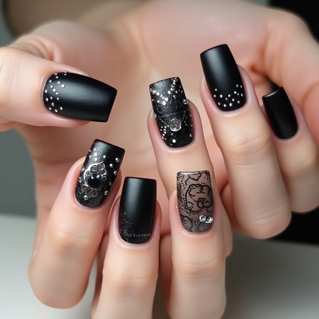 Black Square Nail Design