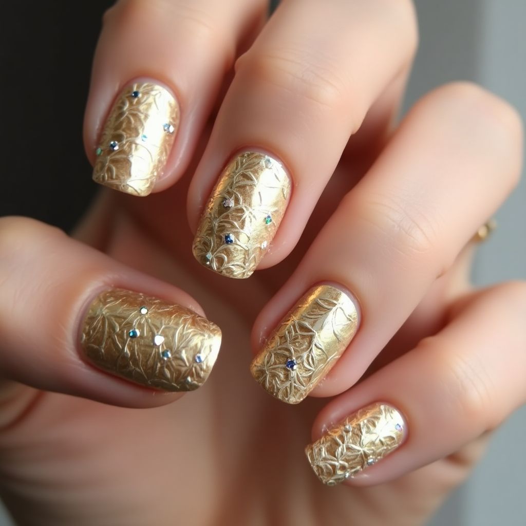 Gold Round Nail Design