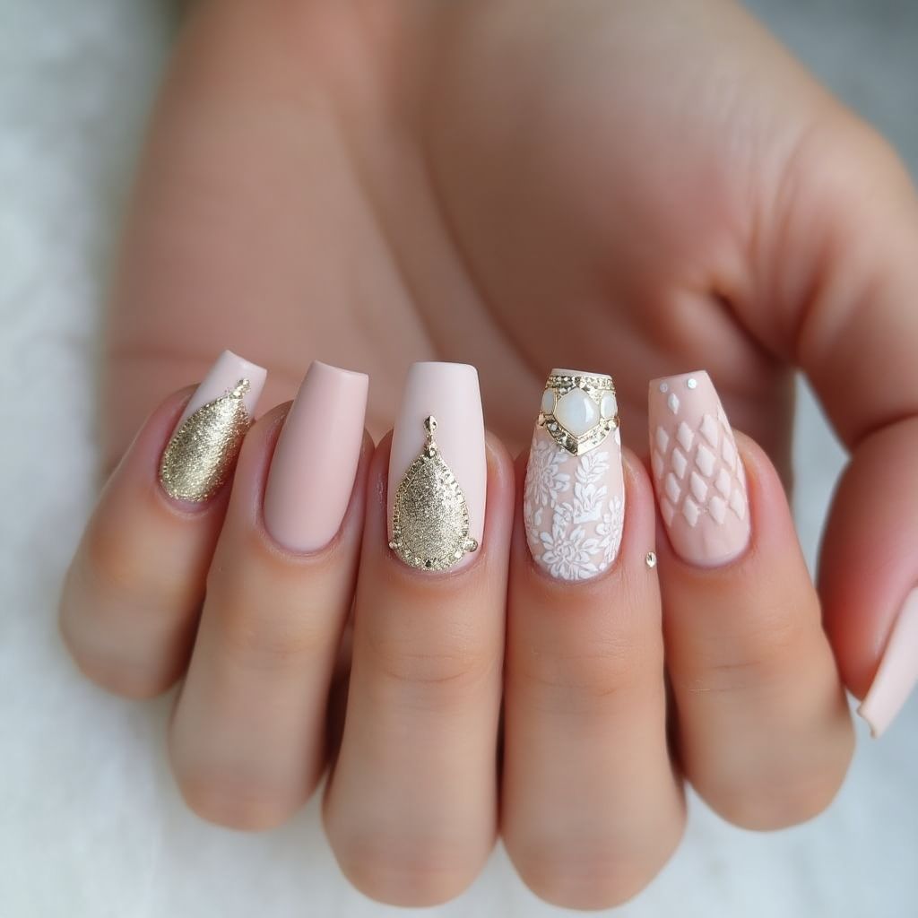 Nude Coffin Nail Design