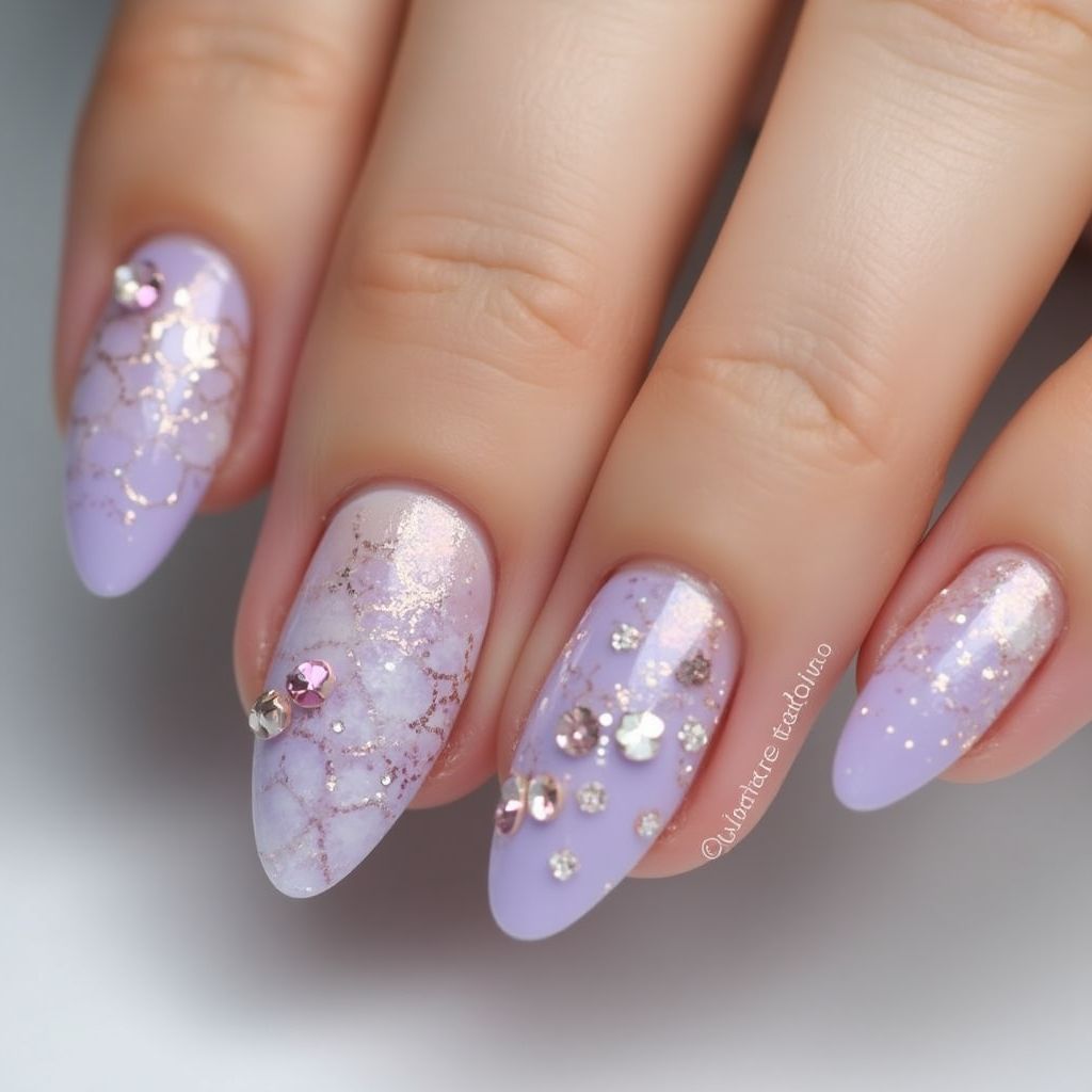 Lilac Almond Nail Design