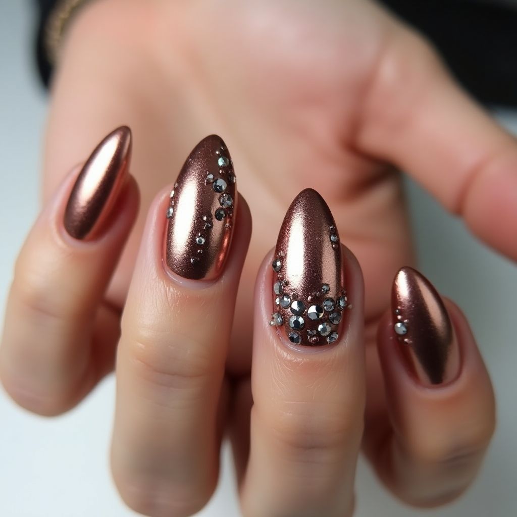 Copper Almond Nail Design