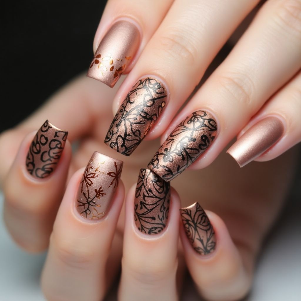 Bronze Square Nail Design