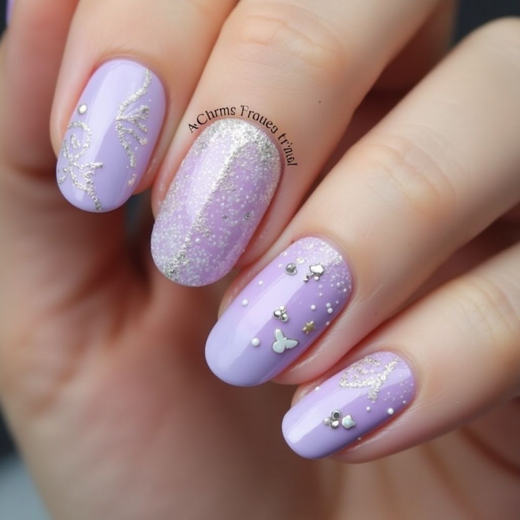 Pastel Purple Round Nail Design