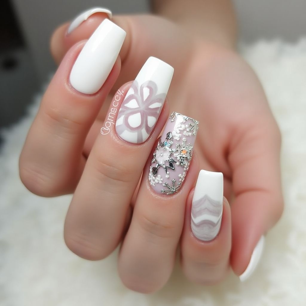 White Square Nail Design