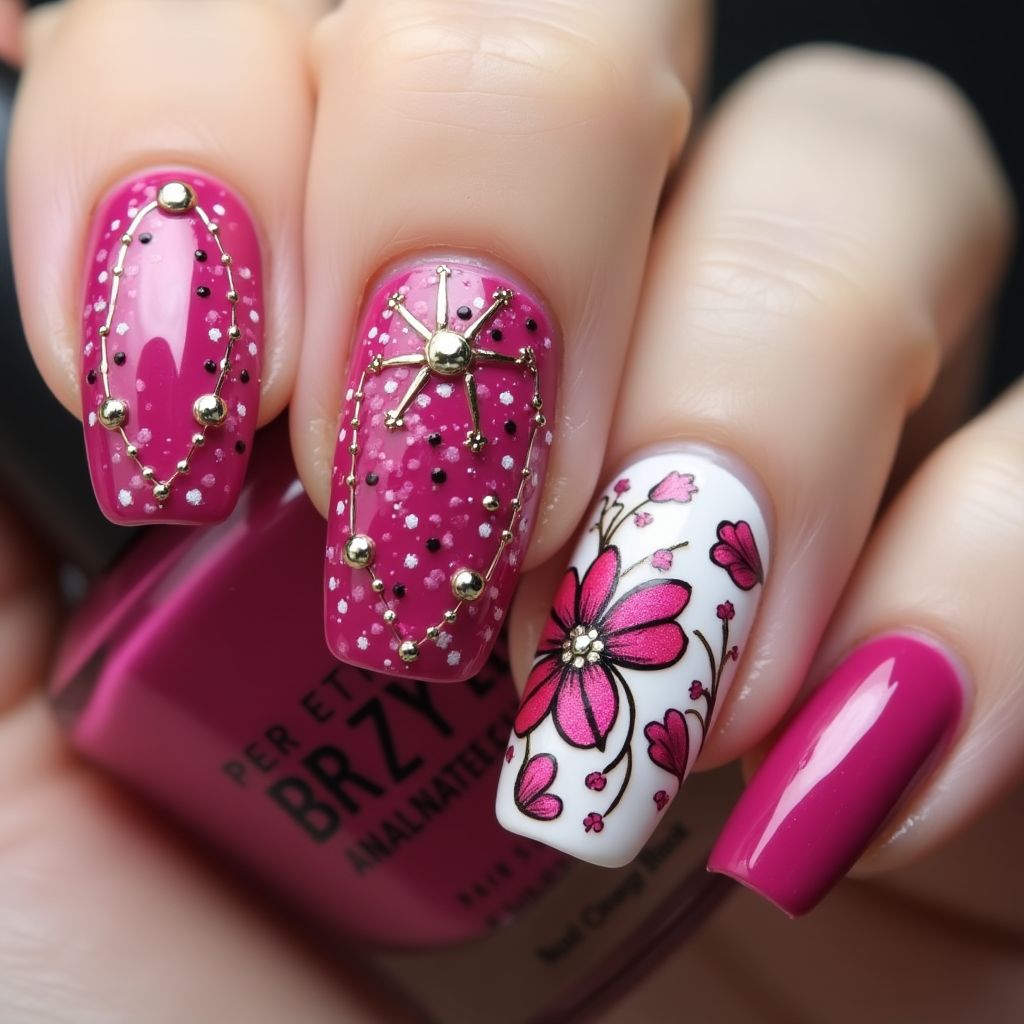 Hot Pink Coffin Nail Design