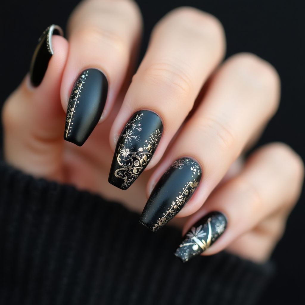 Black Coffin Nail Design