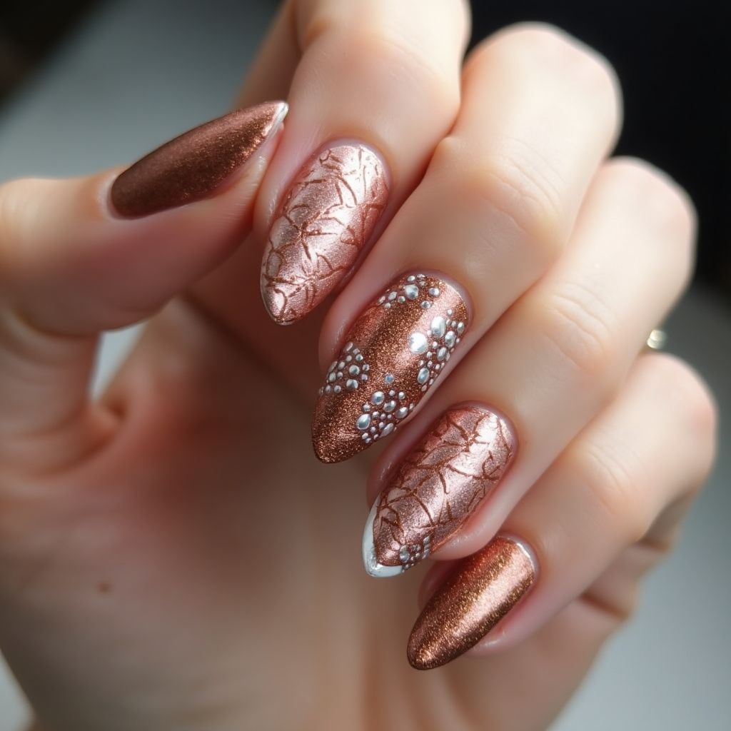 Copper Almond Nail Design