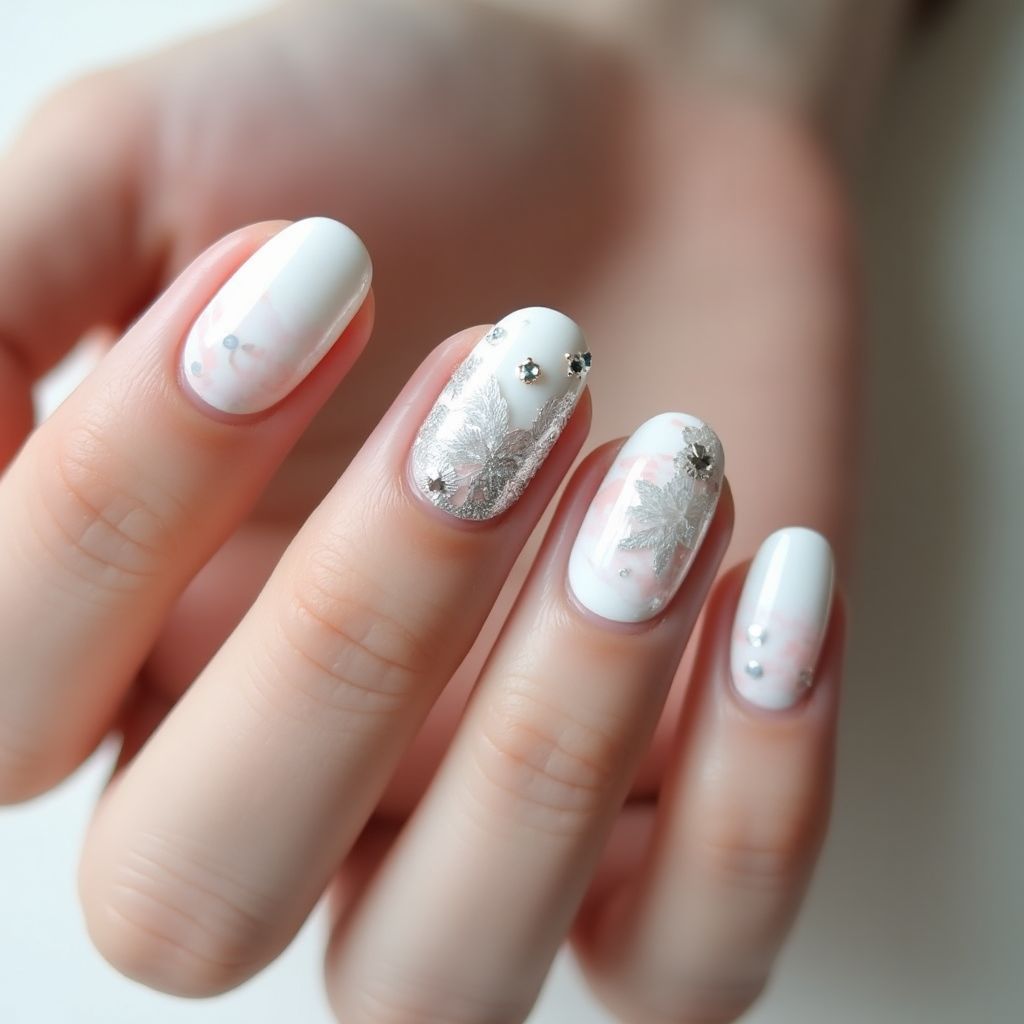 White Round Nail Design