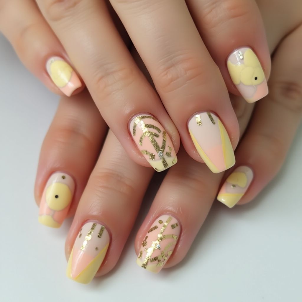 Pastel Yellow Square Nail Design