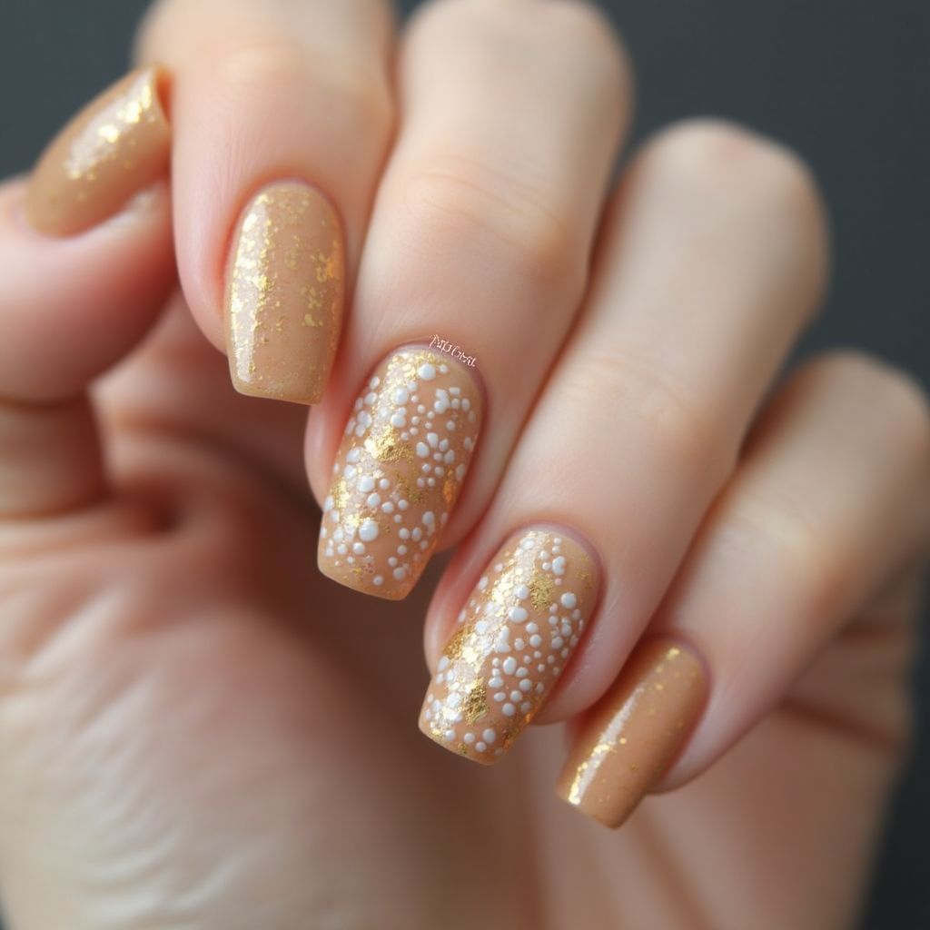 Tan Square Nail Design