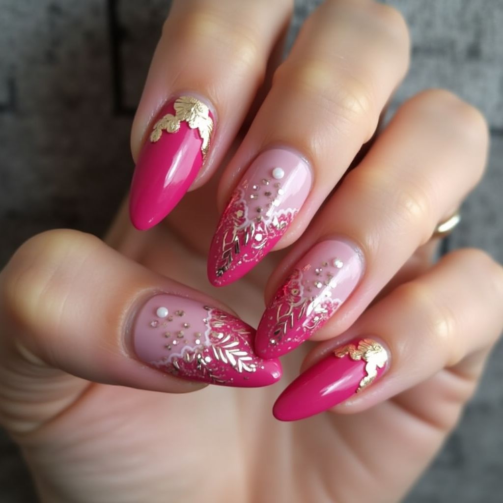 Fuchsia Stiletto Nail Design