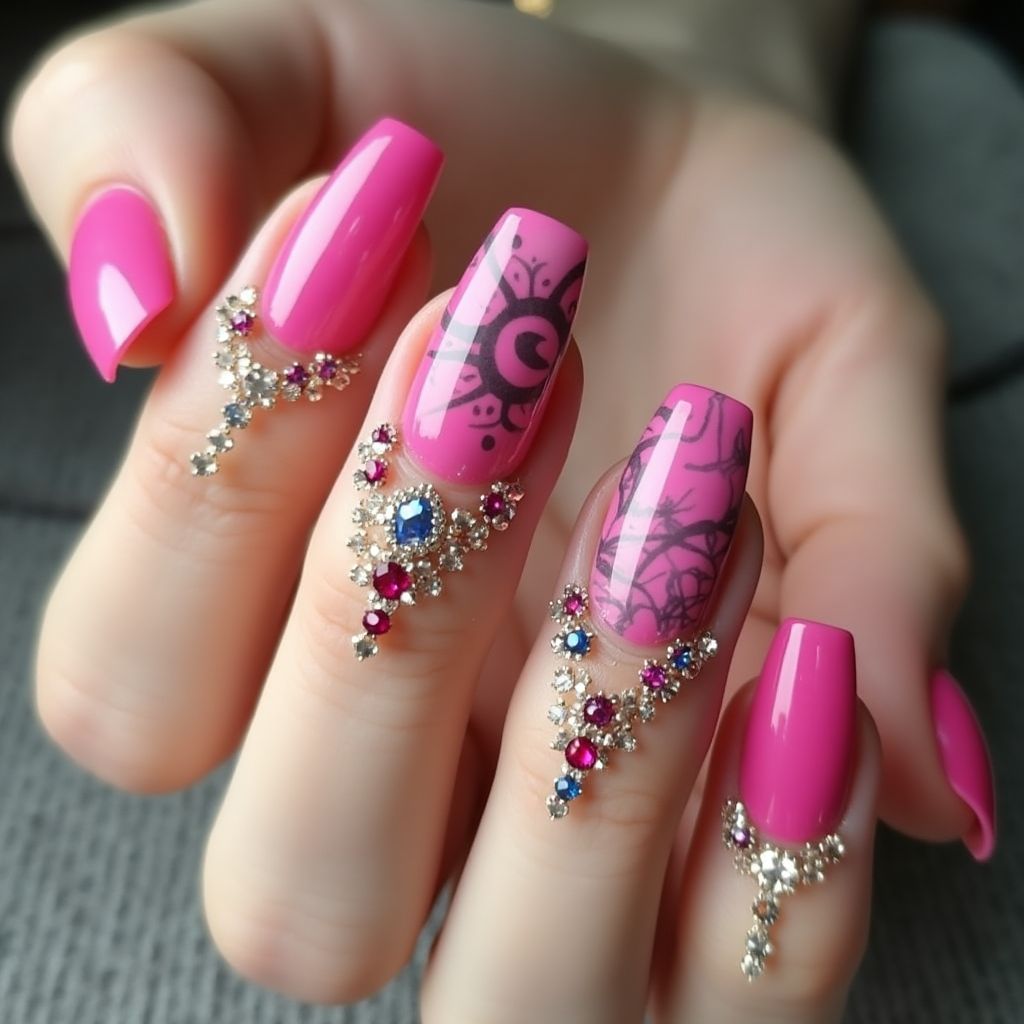 Fuchsia Square Nail Design