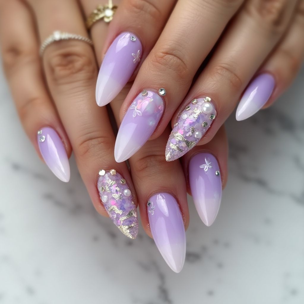Lavender Stiletto Nail Design