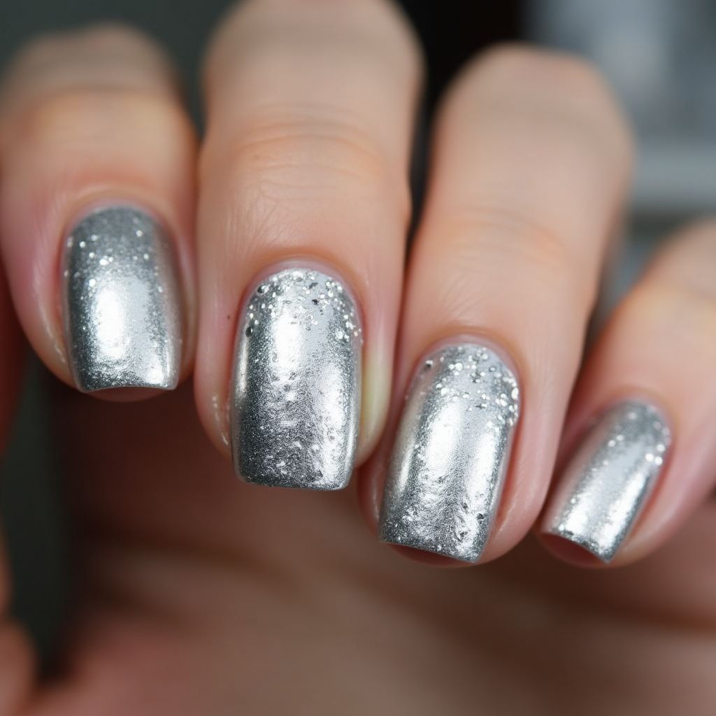 Silver Round Nail Design