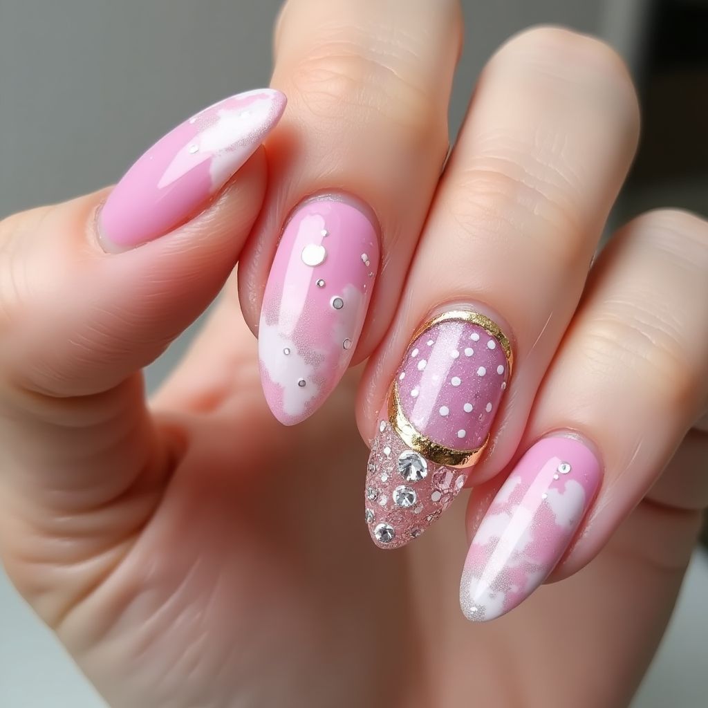 Pink Almond Nail Design