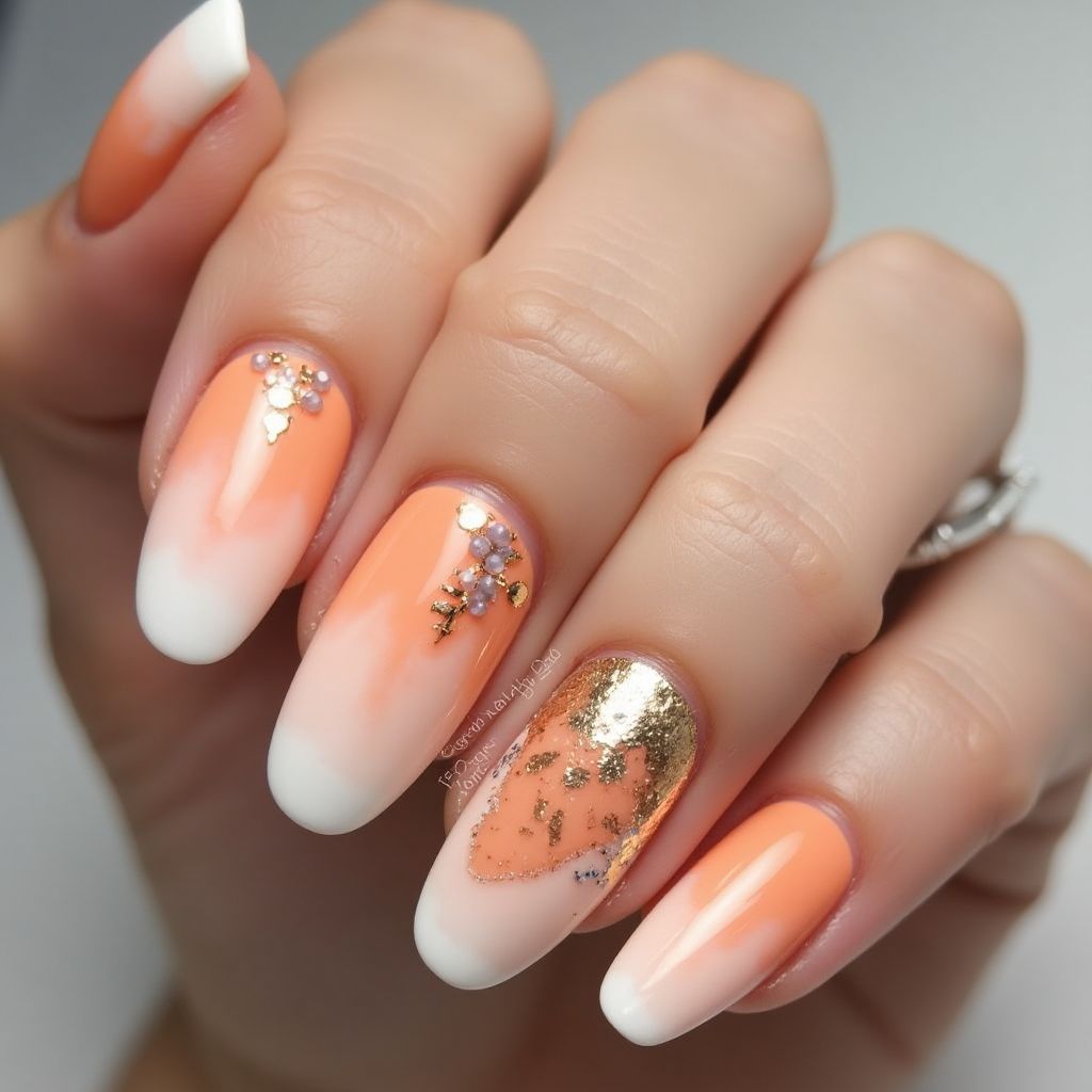 Peach Round Nail Design