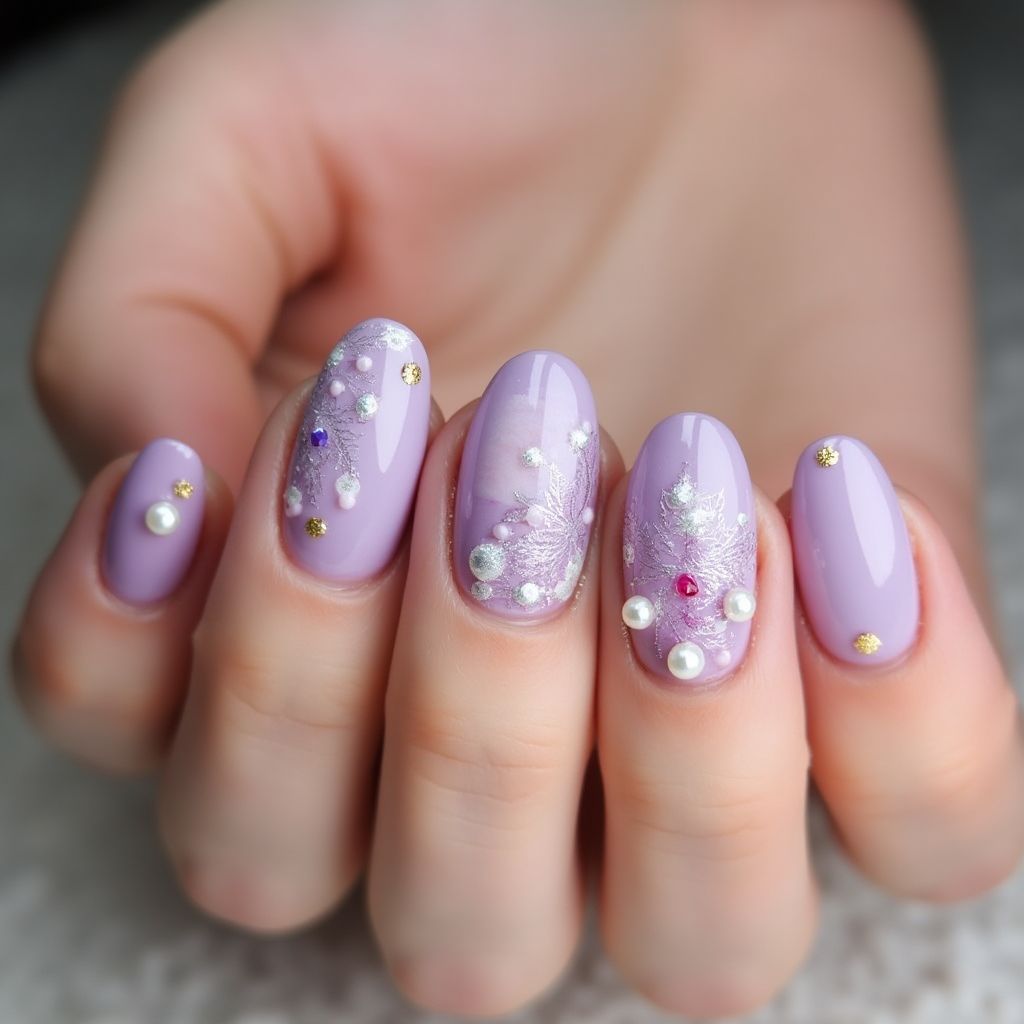 Lilac Round Nail Design