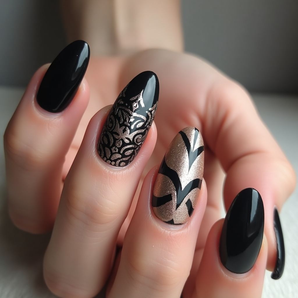 Black Stiletto Nail Design