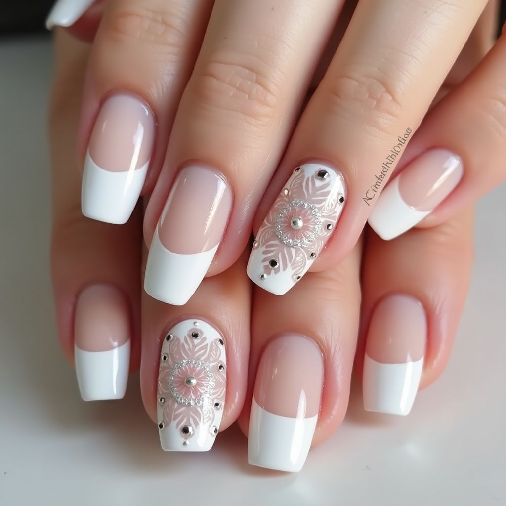 White Round Nail Design