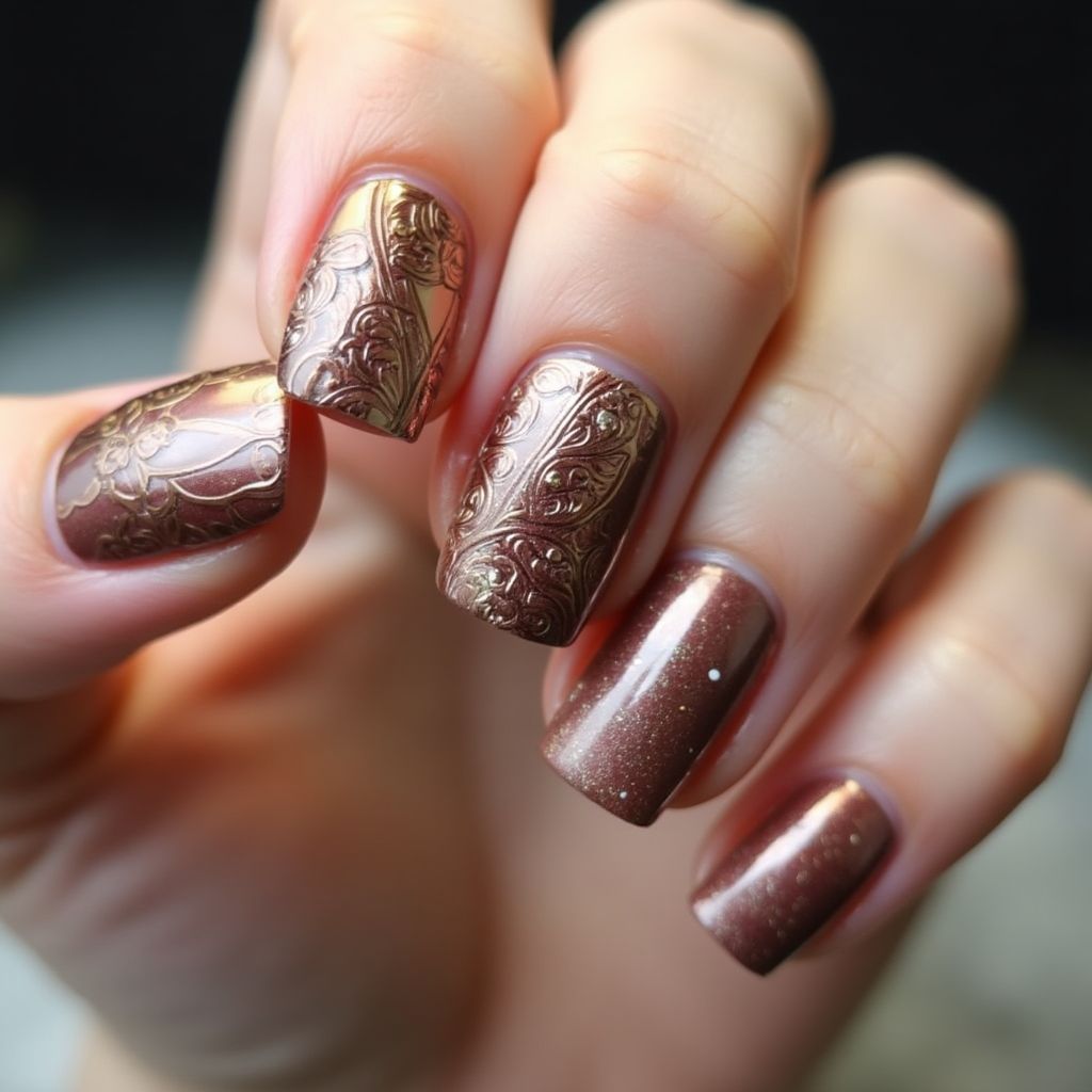 Bronze Square Nail Design