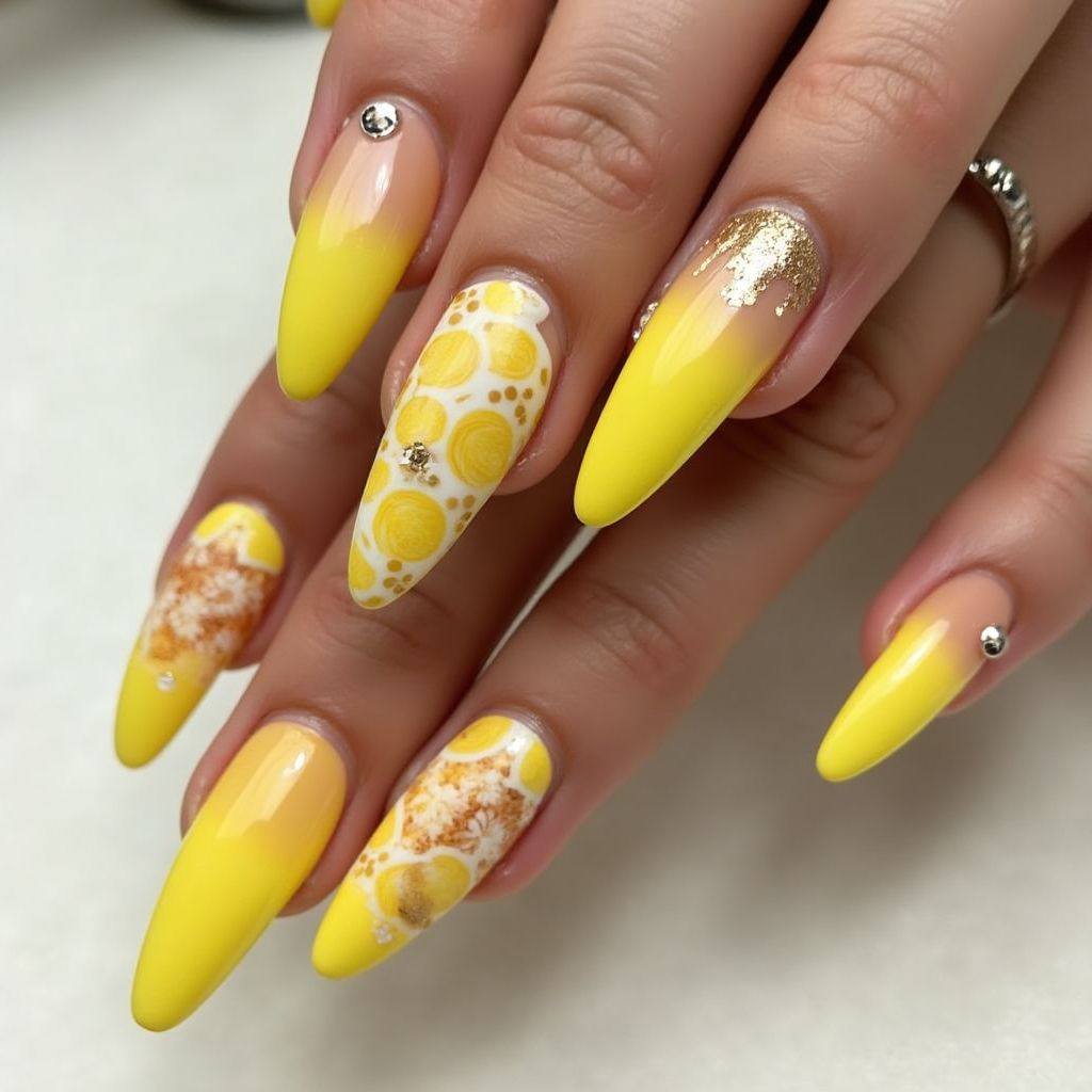 Yellow Stiletto Nail Design