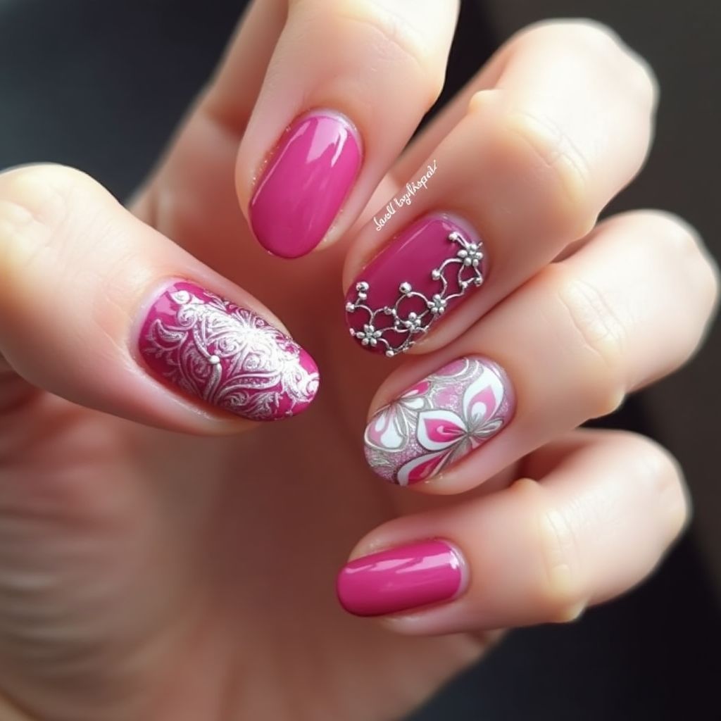 Fuchsia Round Nail Design