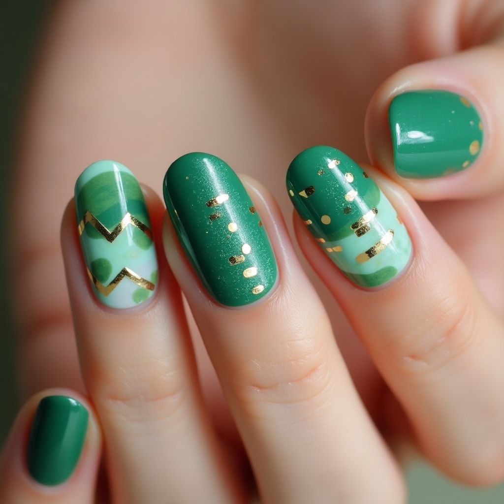 Green Round Nail Design