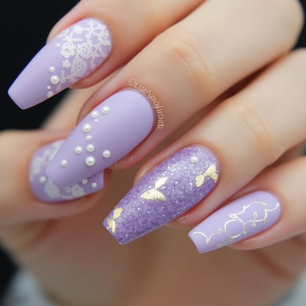 Pastel Purple Stiletto Nail Design