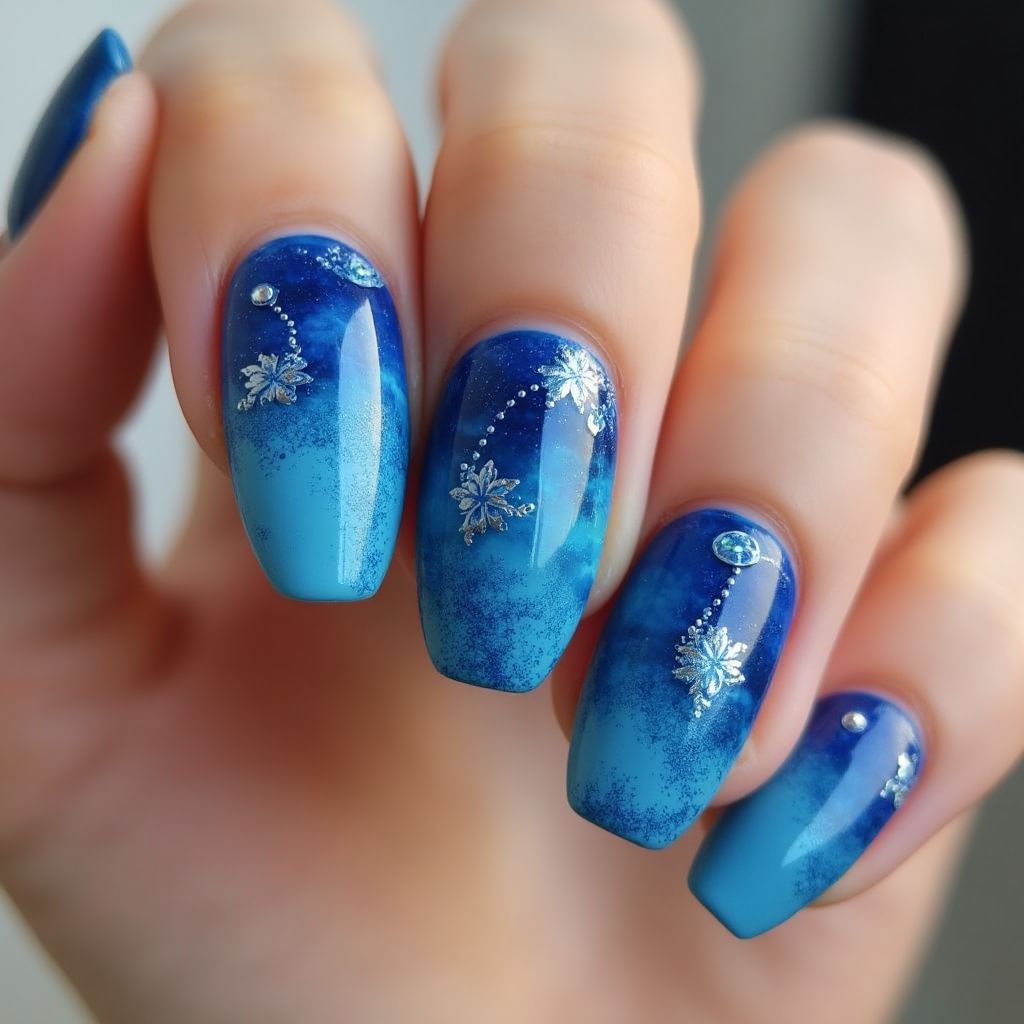 Blue Round Nail Design