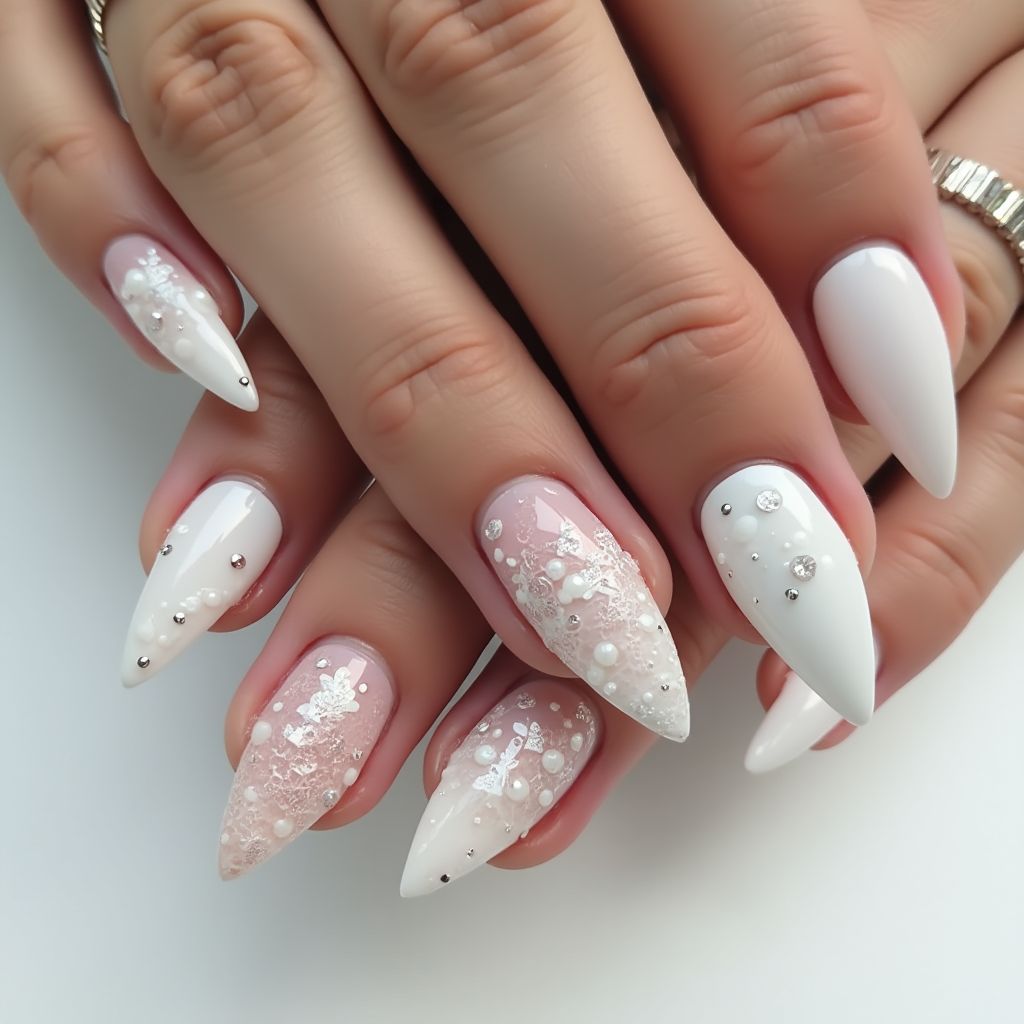 White Stiletto Nail Design