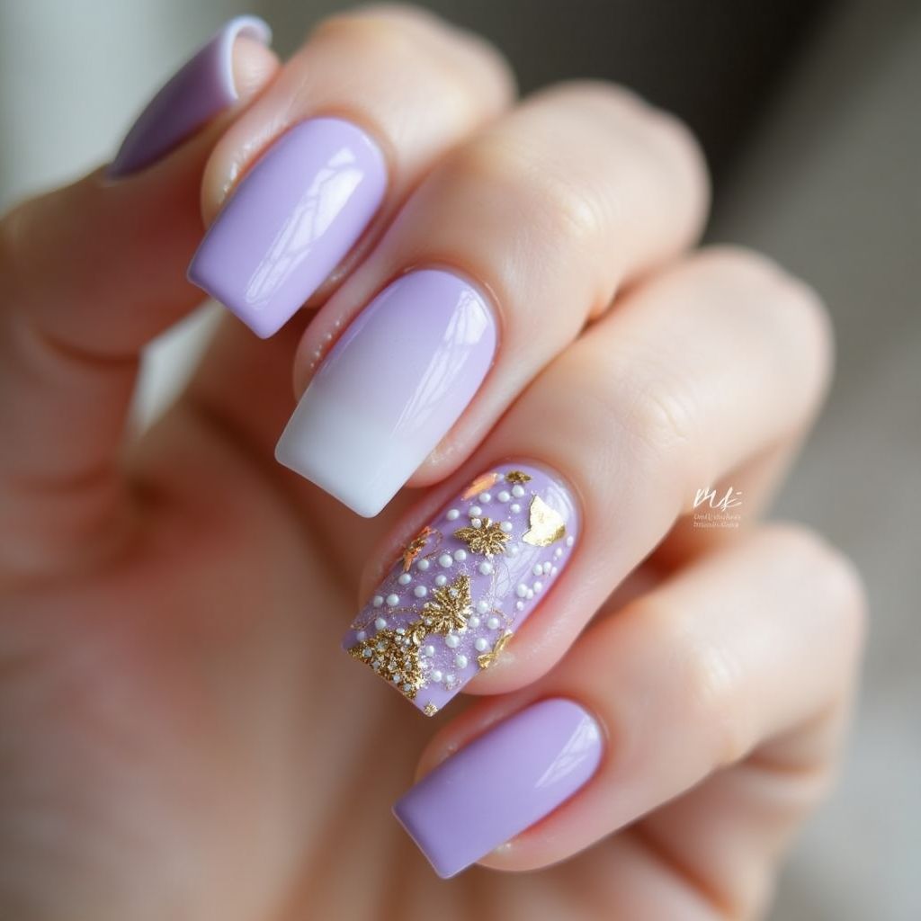 Lavender Square Nail Design
