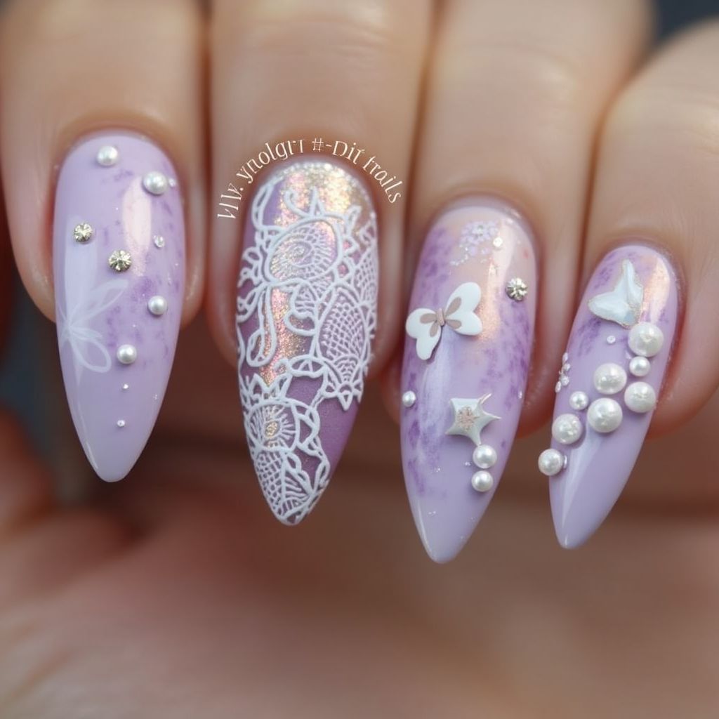 Lilac Almond Nail Design