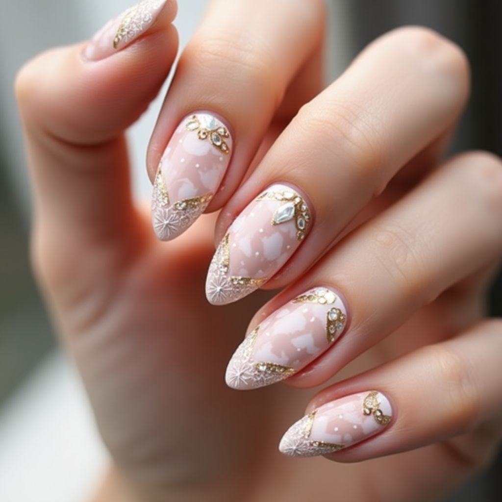 Nude Almond Nail Design