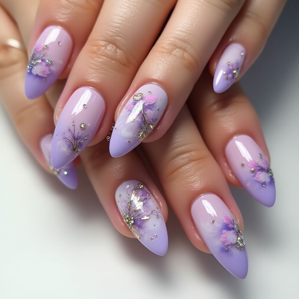 Pastel Purple Stiletto Nail Design