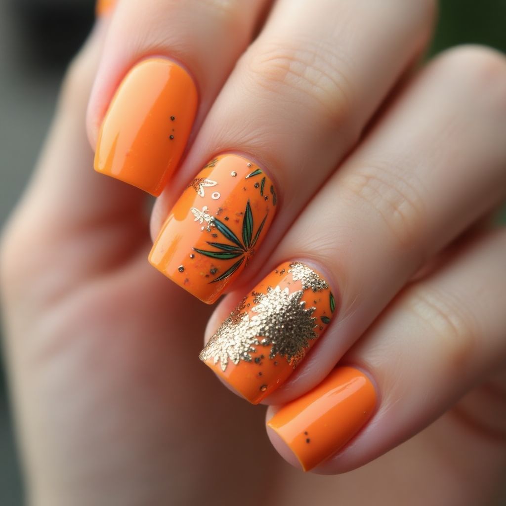 Orange Round Nail Design