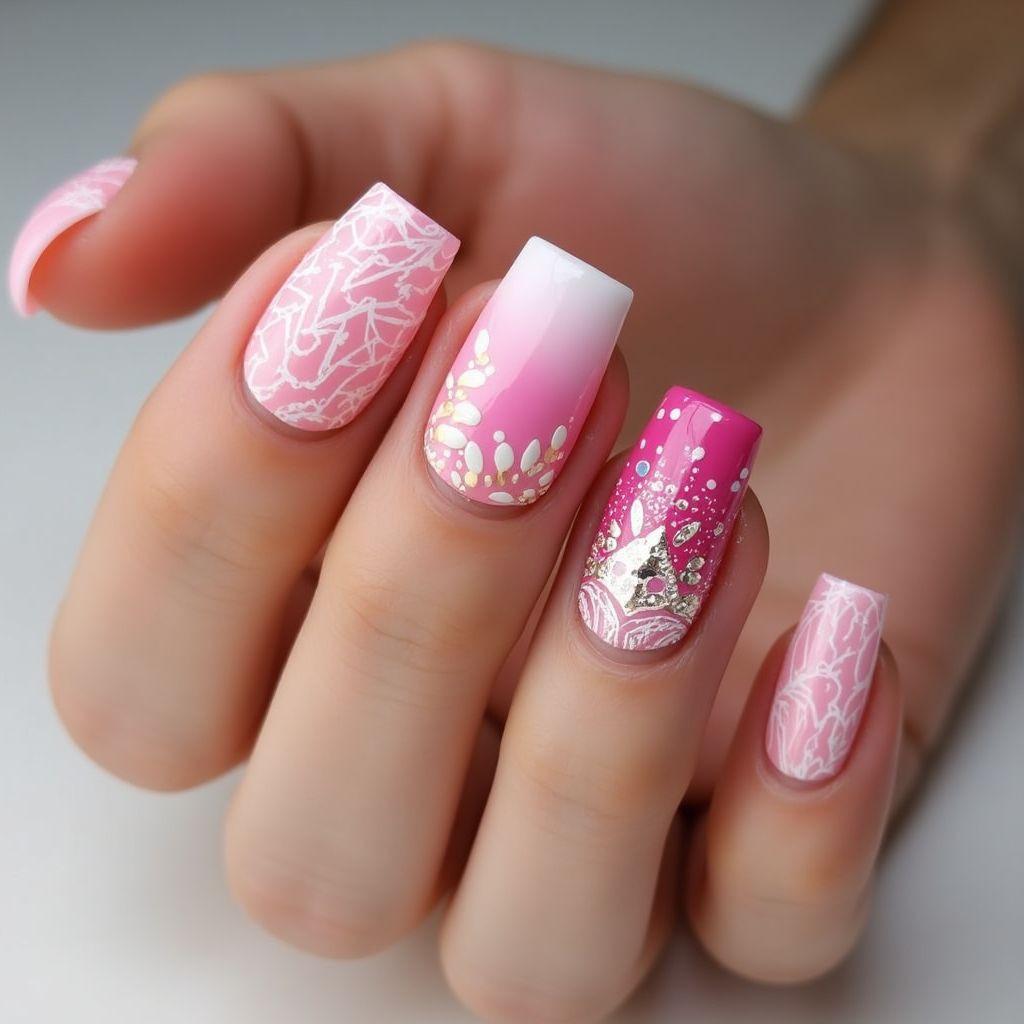 Pink Square Nail Design