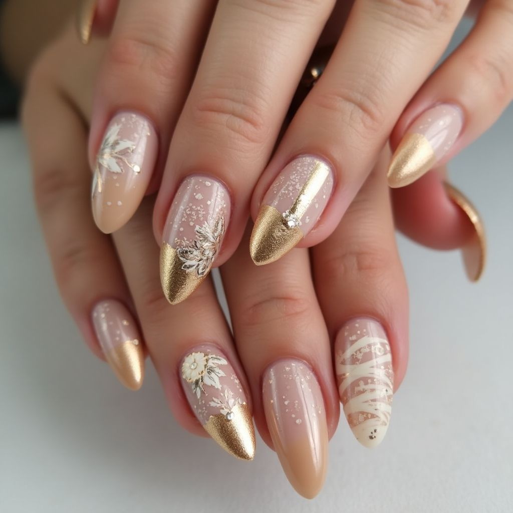 Tan Stiletto Nail Design