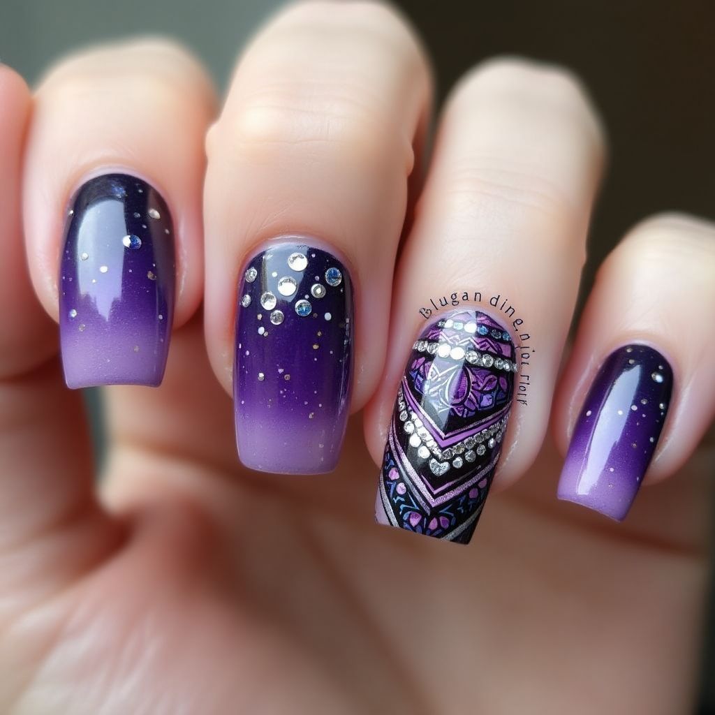 Purple Square Nail Design