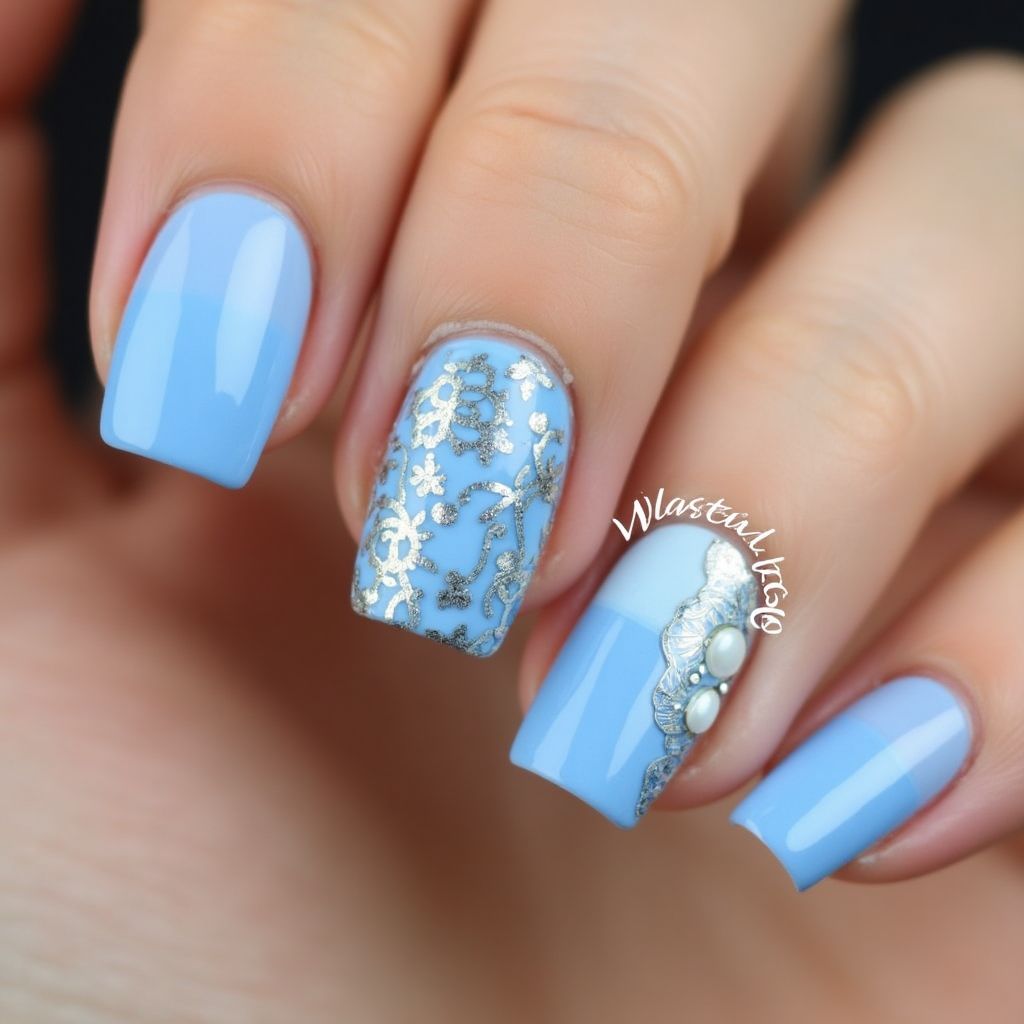 Baby Blue Stiletto Nail Design