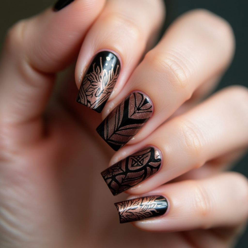 Bronze Square Nail Design